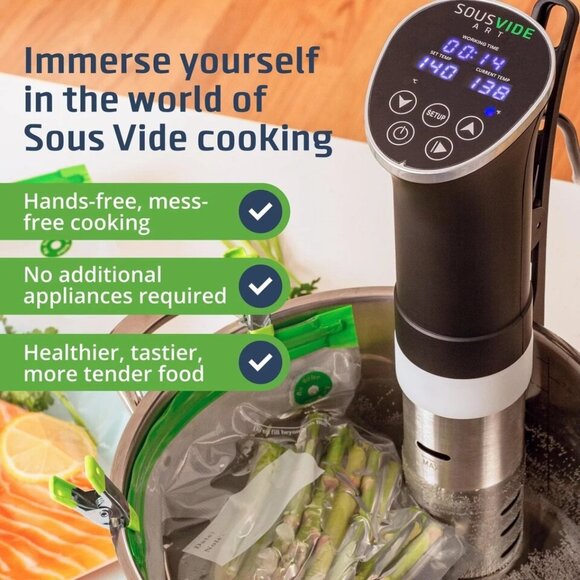 SOUSVIDE ART Cooker Kit - 1000W Sous Vide Immersion Circulator, 15 Vacuum Bag... - Picture 7 of 9